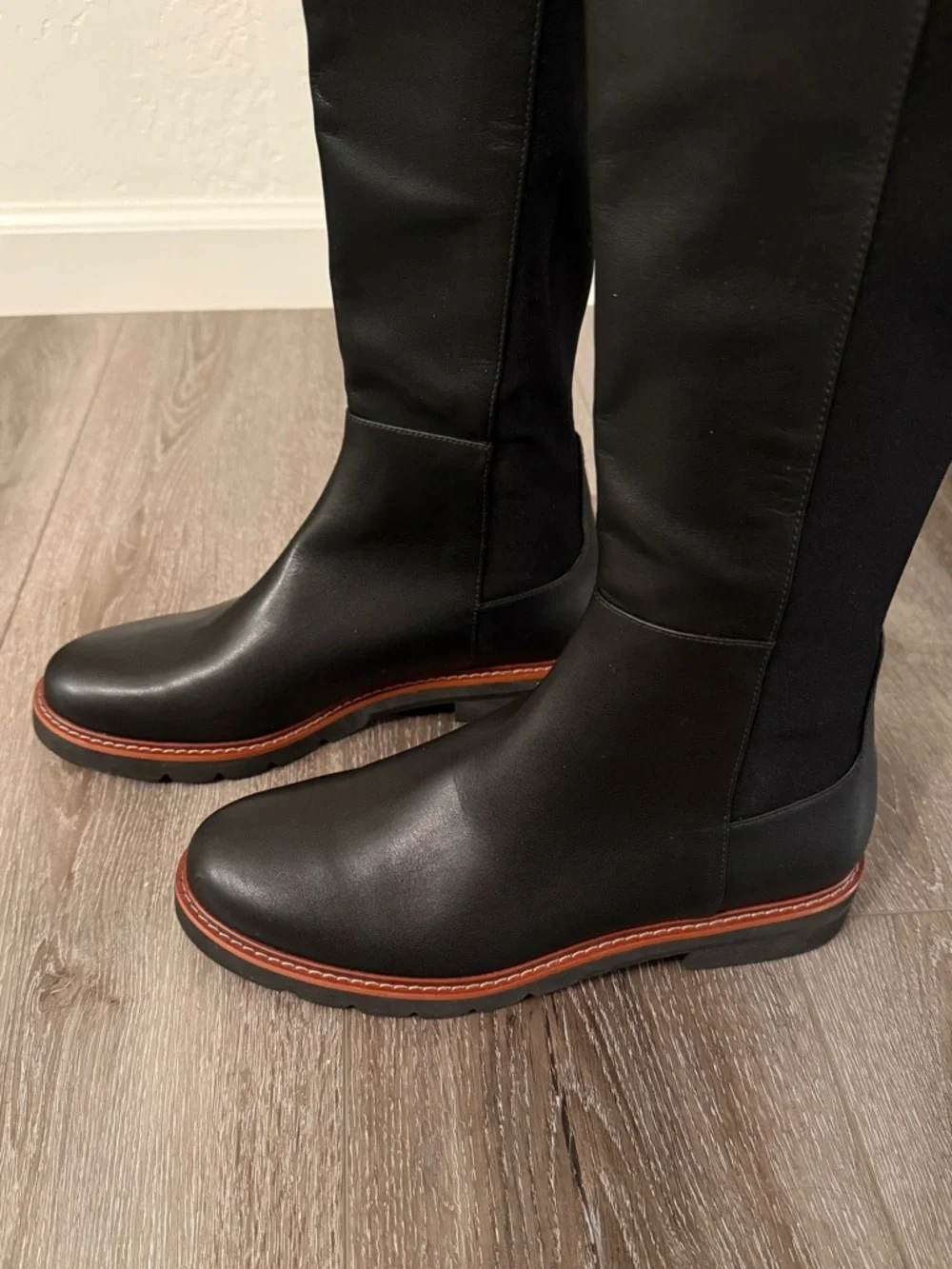 Stuart Weitzman Black Leather Adrina City Boot Over The Knee Boots Size 9 / 39.5